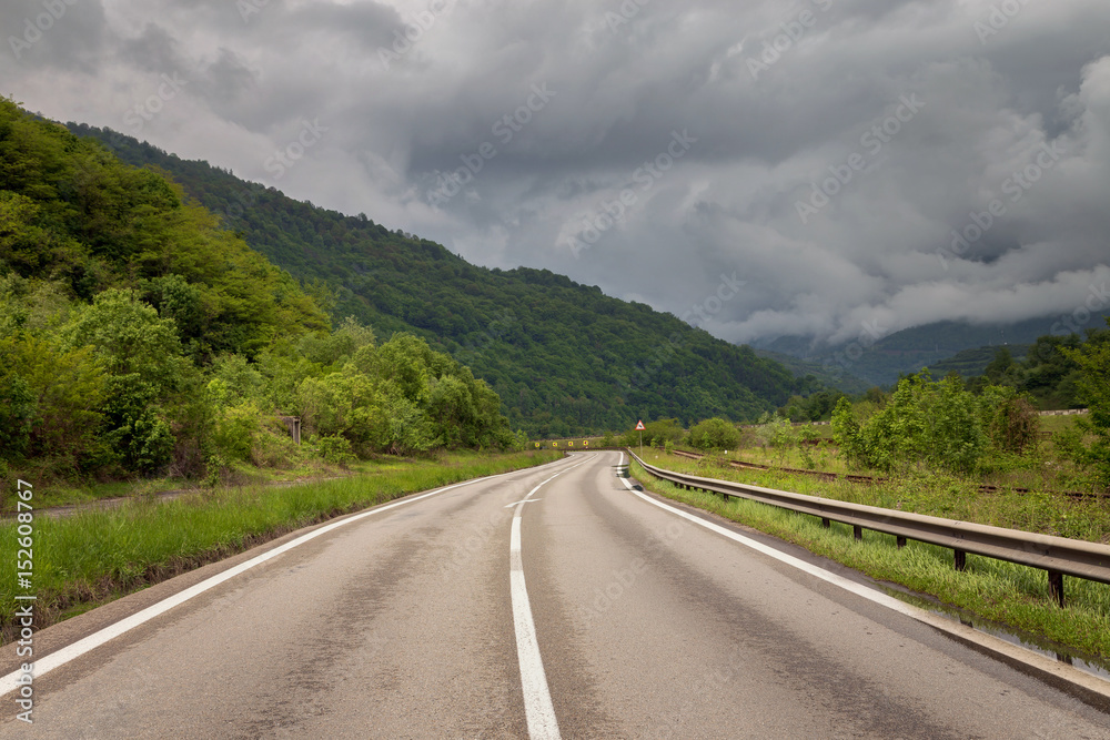 Empty mountain road in Transylvania Empty mountain road in Transylvania
