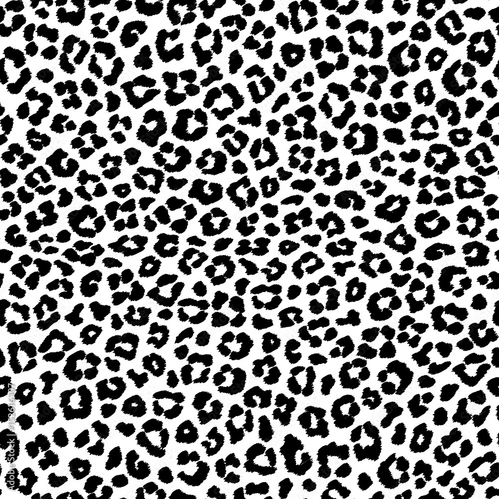 Black and white leopard seamless pattern with irregular spots Black and white leopard seamless pattern with irregular spots