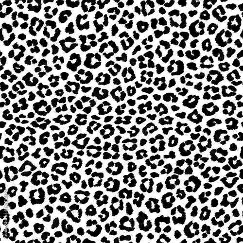 Black and white leopard seamless pattern with irregular spots