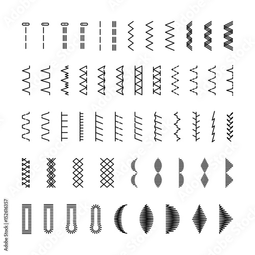 Sewing machine stitches set.