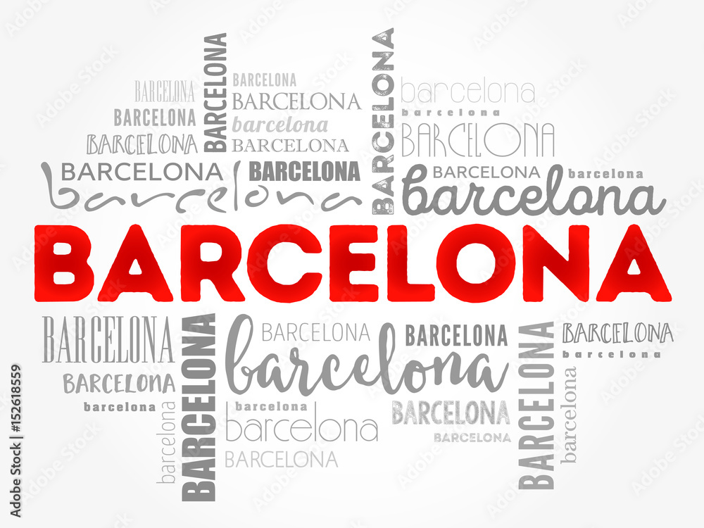 Barcelona wallpaper word cloud, travel concept background