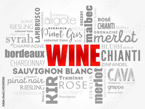 WINE VARIETALS Types word cloud collage, concept background