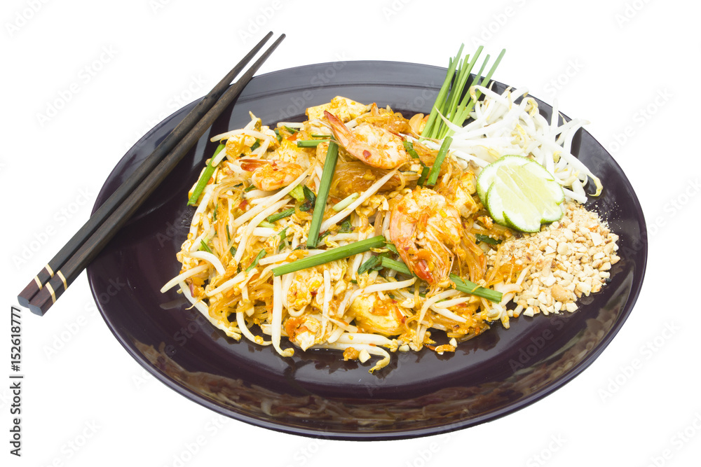 Pad Thai isolate on white, Thai Food. Clipping path. Pad Thai isolate on white, Thai Food. Clipping path.