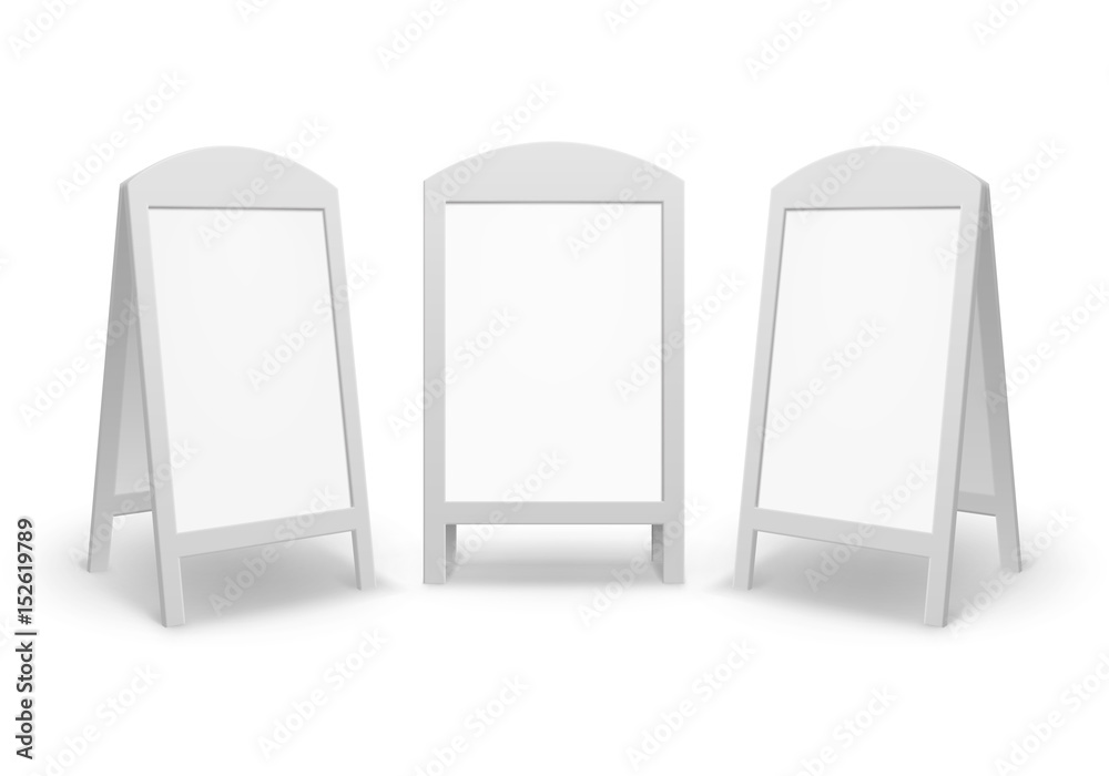 Vector Set of Round Oval Empty Blank Advertising Street Handheld Sandwich Stands Sidewalk Signs Isolated on White Background Vector Set of Round Oval Empty Blank Advertising Street Handheld Sandwich Stands Sidewalk Signs Isolated on White Background