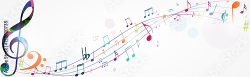 Vászonkép Colorful music notes background