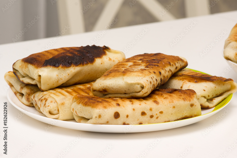 Fresh pancakes close-up Fresh pancakes close-up