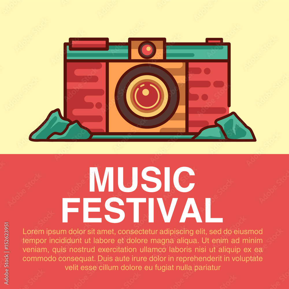 Obraz premium Vector music icons and signs in flat style