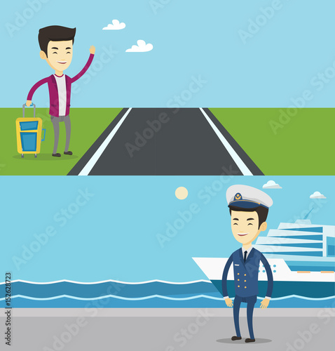 Two transportation banners with space for text.