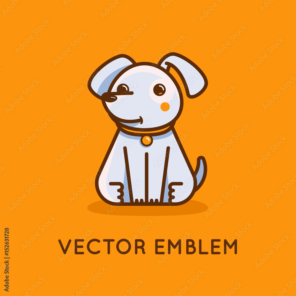 Vector icon, illustration and logo design template in cartoon linear style - dog and puppy