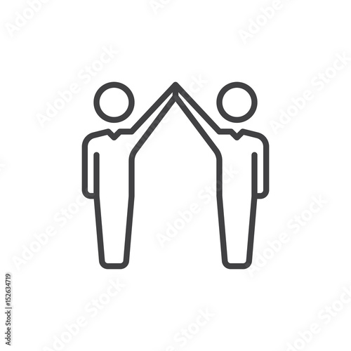 High five line icon, outline vector sign, linear style pictogram isolated on white. Symbol, logo illustration. Editable stroke. Pixel perfect