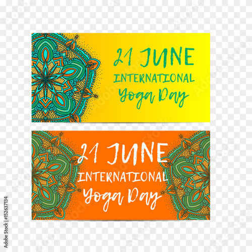 Vintage template design vector illustration of international yoga day. Oriental pattern, vector illustration. Islam, Arabic Indian turkish motifs