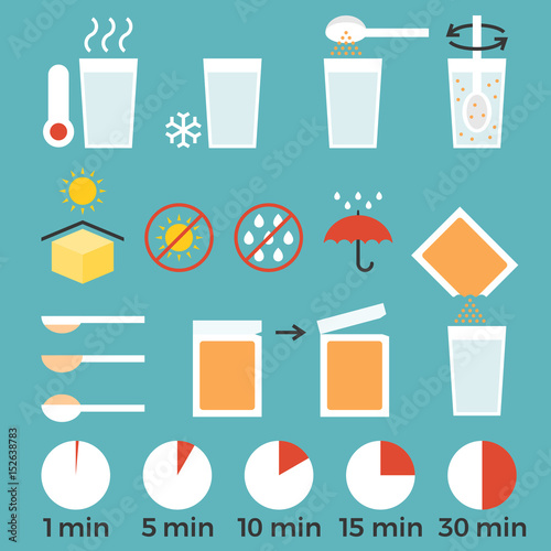 cooking sign instruction for manual on packing, flat design