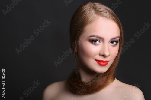 Beauty model on black background  fashion shooting