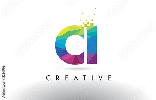CI C I Colorful Letter Origami Triangles Design Vector.