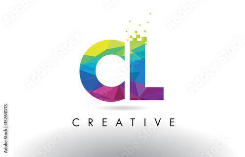 CL C L Colorful Letter Origami Triangles Design Vector.