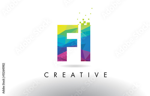 FI F I Colorful Letter Origami Triangles Design Vector.