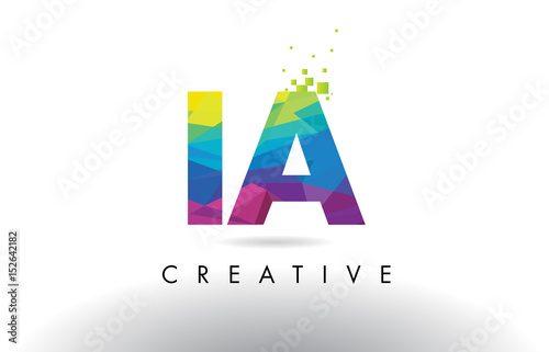 IA I A Colorful Letter Origami Triangles Design Vector.
