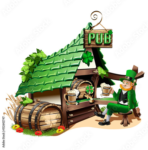 Irish pub  in cartoon style