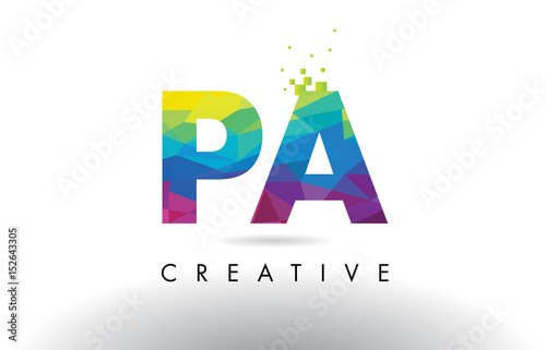 PA P A Colorful Letter Origami Triangles Design Vector.