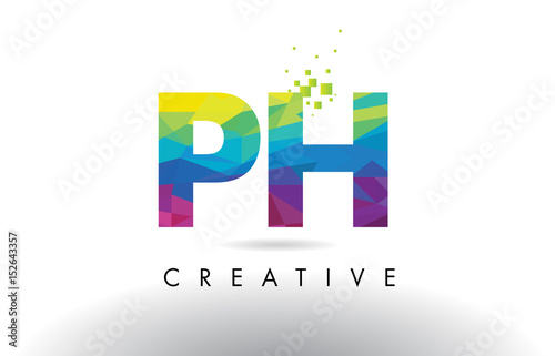 PH P H Colorful Letter Origami Triangles Design Vector.