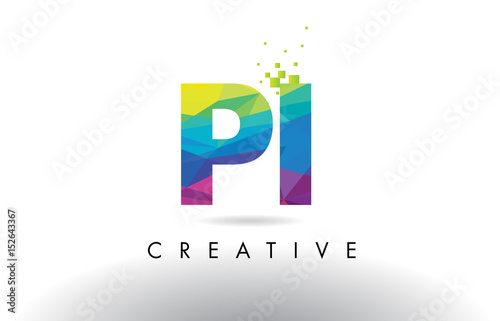PI P I Colorful Letter Origami Triangles Design Vector.