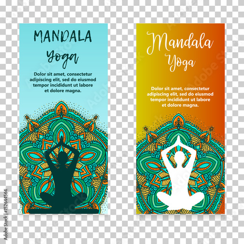 Vintage template design vector illustration of international yoga day. Oriental pattern, vector illustration. Islam, Arabic Indian turkish motifs