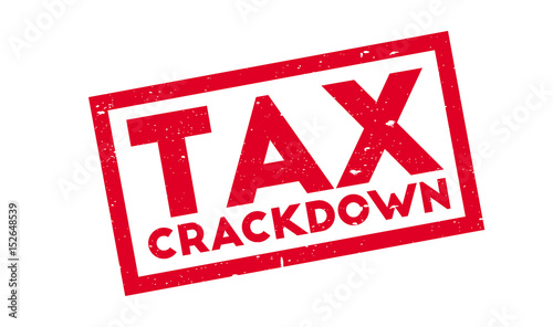 Tax Crackdown rubber stamp. Grunge design with dust scratches. Effects can be easily removed for a clean, crisp look. Color is easily changed.
