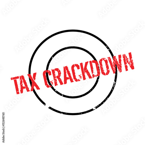 Tax Crackdown rubber stamp. Grunge design with dust scratches. Effects can be easily removed for a clean, crisp look. Color is easily changed.