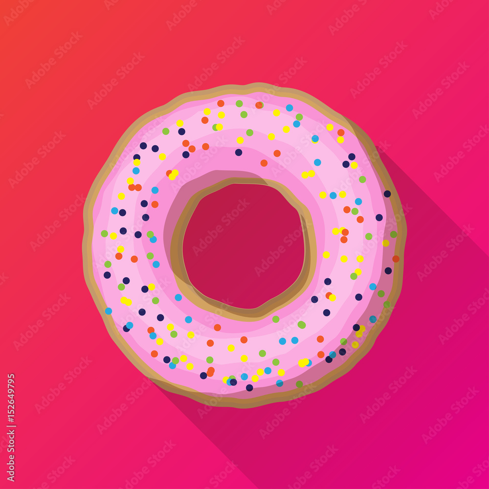 One strawberry donut with pink sprinkles One strawberry donut with pink sprinkles