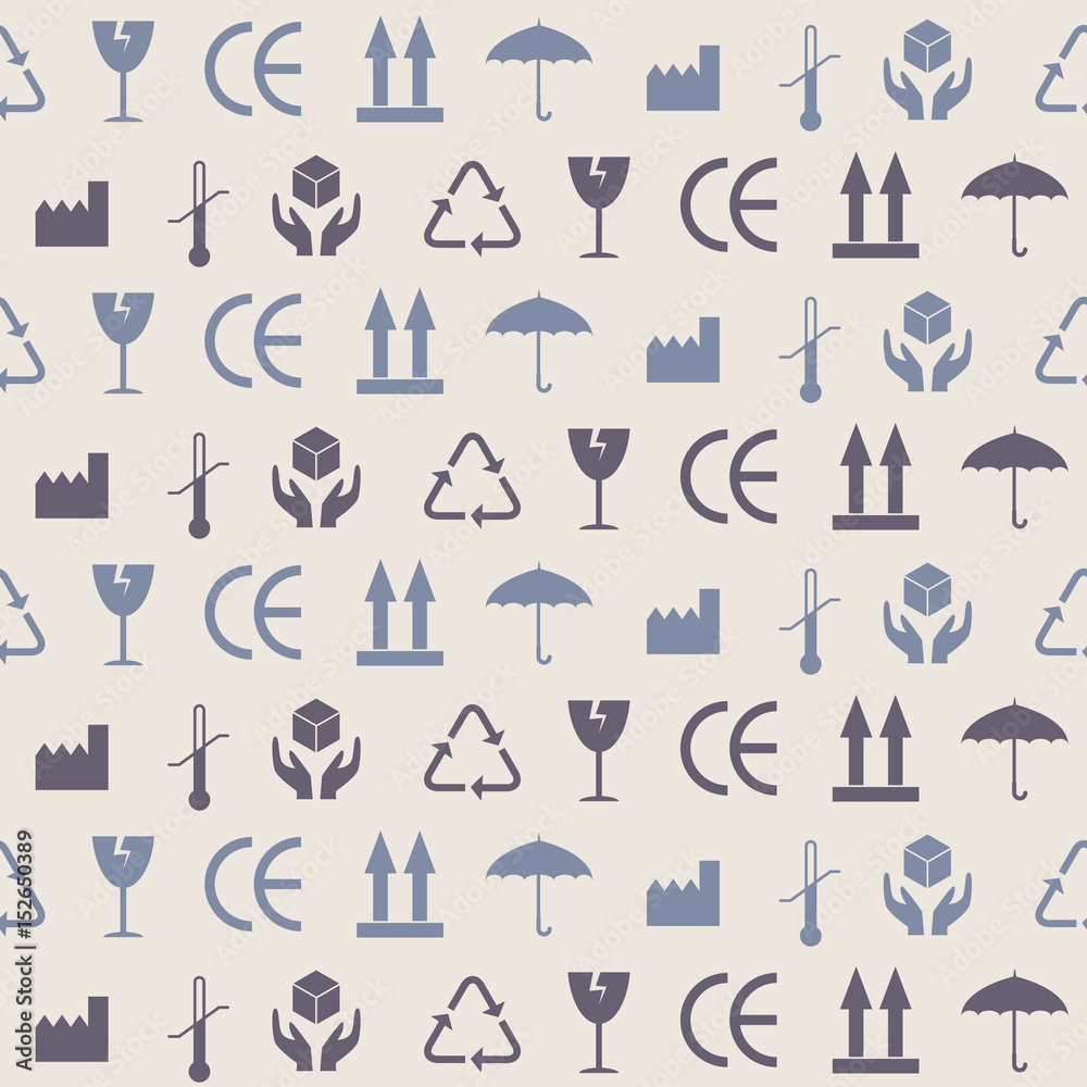 Seamless pattern with packaging symbols for your design Seamless pattern with packaging symbols for your design