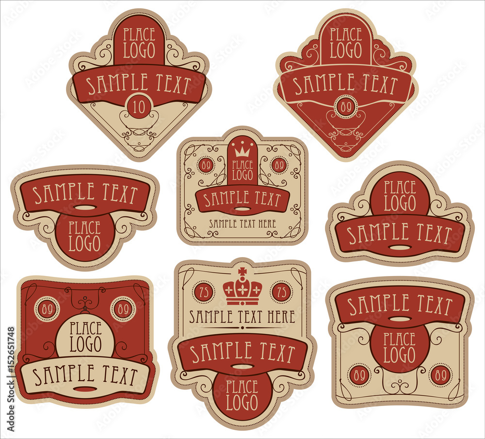 set of vector ornate labels templates in baroque style