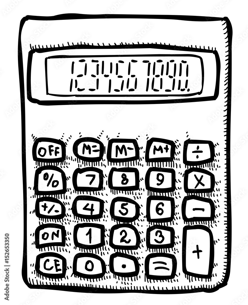Cartoon image of Calculator Icon. Mathematics symbol. An artistic freehand  picture. Stock Vector | Adobe Stock