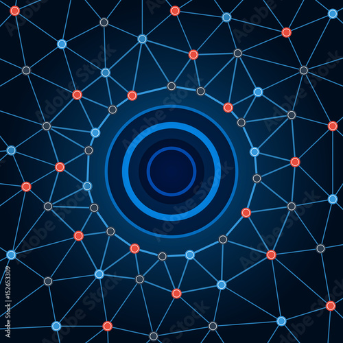 Background network. Background circles dots and lines. Abstract geometric pattern with dots and connects.