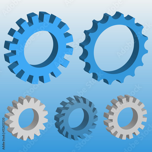 3D Mechanical gear. Vector illustration.