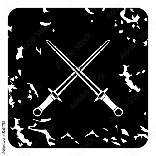 Two combat sword icon, grunge style