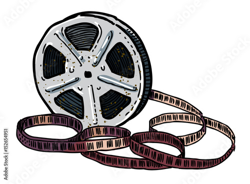 Cartoon image of Film reel. An artistic freehand picture.