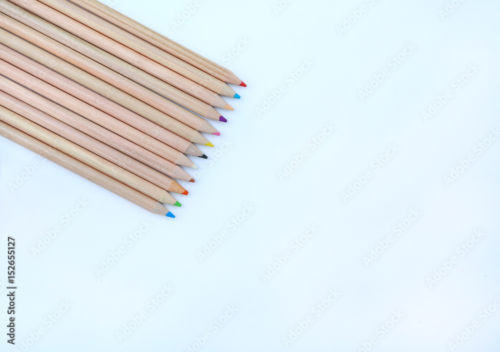 color pencils on white background. color pencils on white background.