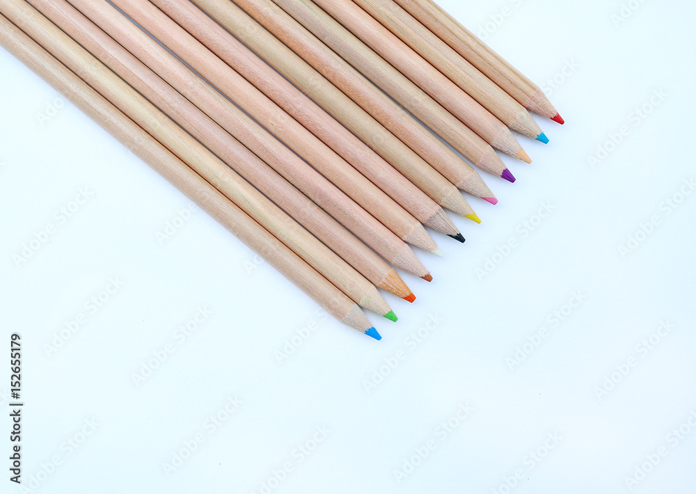 Fototapeta premium color pencils on white background.