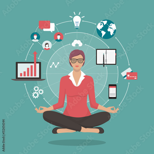 Businesswoman practicing meditation