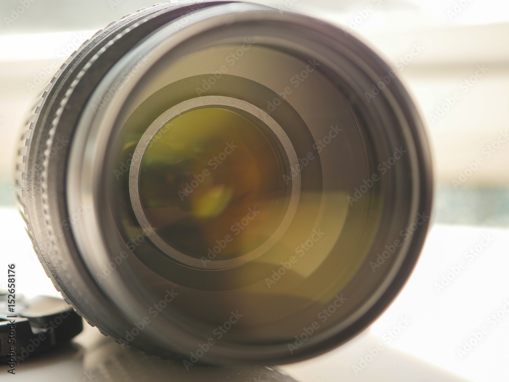 Close up on DSLR camera lens