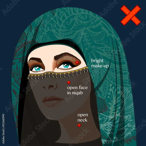 фотографія Examples of incorrect wearing of traditional Muslim women's clothes