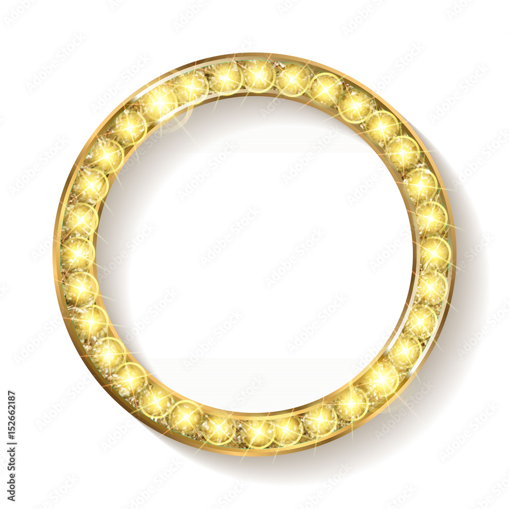 gold round frame cinema on a white background gold round frame cinema on a white background