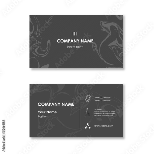 Business card pack , Black marble texture. Back and front