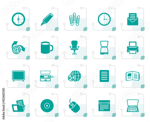 Stylized Business and Office tools icons - vector icon set 2