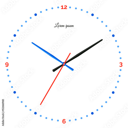 Vector illustration of mechanical clock. Clock face on white background. 