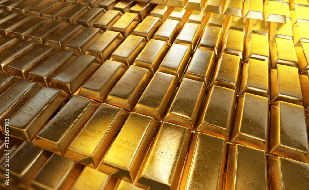 3d illustration of stacked gold bars or bullion 3d illustration of stacked gold bars or bullion