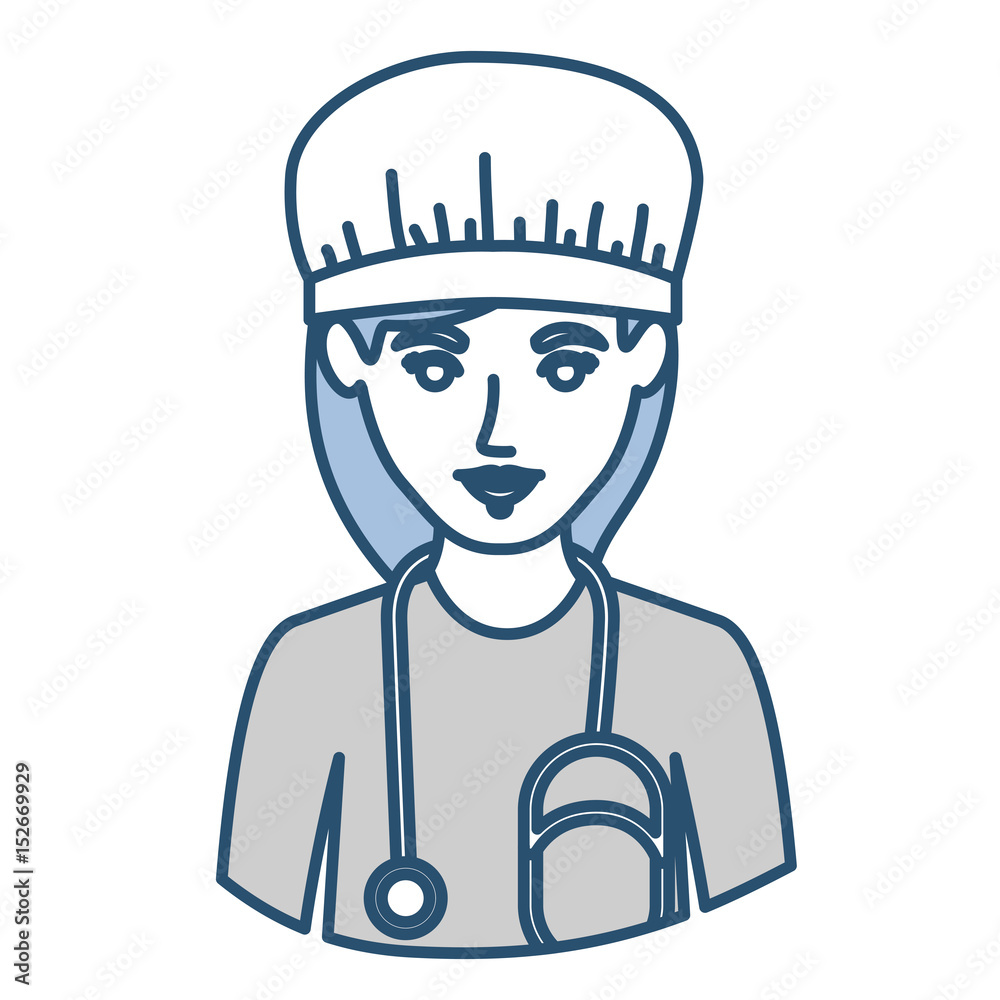 blue silhouette with half body of nurse vector illustration blue silhouette with half body of nurse vector illustration