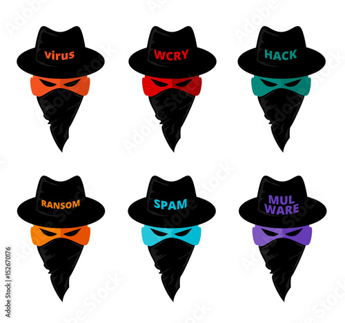 Cyber attack icon concept design. hack and spam mail. vector illustration.