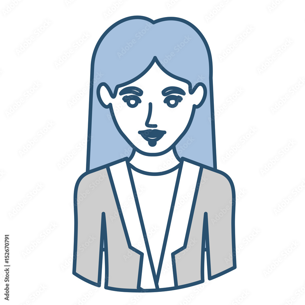 blue silhouette with half body of woman with formal suit vector illustration blue silhouette with half body of woman with formal suit vector illustration