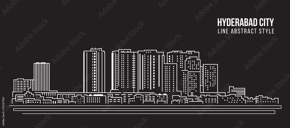 Cityscape Building Line art Vector Illustration design - Hyderabad city